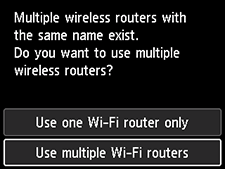 Select wireless router screen: Select Use multiple Wi-Fi routers