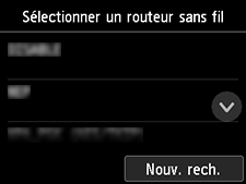 Écran Sélectionner un routeur sans fil