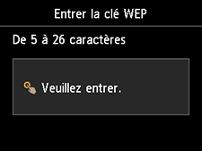 Écran Entrer la clé WEP