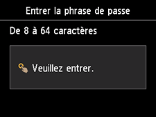 Écran Entrer la phrase de passe