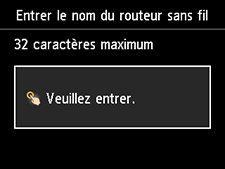 Écran Entrer le nom du routeur sans fil