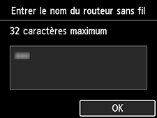 Écran de confirmation du nom du routeur sans fil