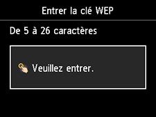 Écran Entrer la clé WEP