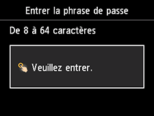Écran Entrer la phrase de passe