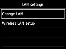 Pantalla Configuración LAN: Seleccionar Cambiar LAN