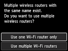 Pantalla Seleccionar router inalámbrico: Seleccione Usar solo un router Wi-Fi