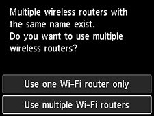 Pantalla Seleccionar router inalámbrico: Seleccione Usar varios routers Wi-Fi