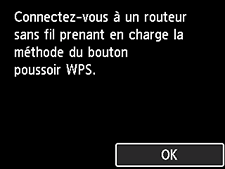 Écran WPS : Connexion à un routeur sans fil qui prend en charge le WPS