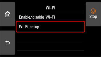 Pantalla Wi-Fi: seleccionar Configuración Wi-Fi