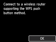 WPS screen: Connect to a wireless router that supports WPS