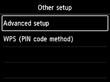 Tela Outra Configuração: Selecione Configuração avançada