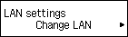 Eszközbeállítások képernyő: A LAN változtatása elem kiválasztása