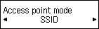 Piekļuves punkta režīma ekrāns: atlasiet SSID