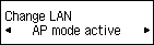 Skjermbildet Endre LAN: Velg tilgangspunktmodus aktivt
