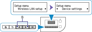 หน้าจอ Setup menu: เลือก Device settings