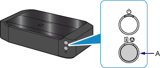 插圖：按住重試/取消按鈕且電源指示燈閃爍6次