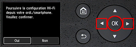 Écran : Poursuivez la configuration Wi-Fi depuis votre ordinateur ou votre smartphone.