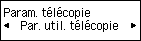Écran Paramètres télécopie&nbsp;: Sélection de Paramètres utilisateur télécopie