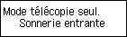 Écran Mode télécopie seulement&nbsp;: Sélection de Sonnerie entrante