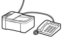 figura: Chamadas de voz e faxes na mesma linha de telefone (Modo prior. telefone)