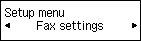 Bildschirm Menü einrichten: Fax-Einstellungen auswählen