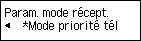 Écran Param. mode récept. : Sélection de Mode priorité tél