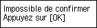 Écran Configuration facile : Impossible de confirmer la connexion ; vérifiez les connexions aux extrémités du câble téléphonique