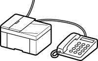 figure: Voice calls and faxes to the same phone line (TEL priority mode)