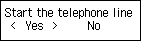 Easy setup screen: Start the telephone line connection test again?