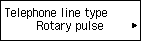 Pantalla Tipo de línea telefónica: seleccione Pulso rotativo