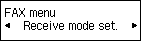 FAX menu screen: Select Receive mode settings