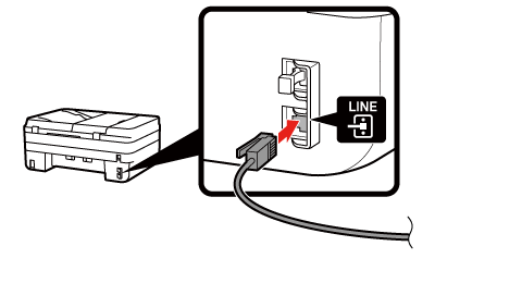 ภาพ: การเชื่อมต่อสายโทรศัพท์ (เครื่องพิมพ์)