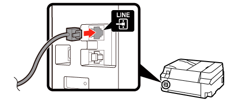 obrázek: Připojení telefonního kabelu (tiskárna)