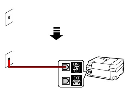 Abbildung: Beispiel für Anschluss des Telefonkabels (normale Telefonleitung)