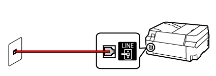 Imagen: Compruebe la conexión entre el cable telefónico y la línea telefónica (línea telefónica general)