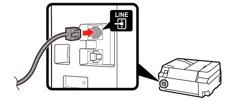 joonis: telefonijuhtme ühendamine (printer)