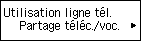 Écran Utilisation ligne tél. : Sélection de Partage FAX/voc.