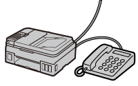 그림: 음성 호출과 팩스를 동일한 전화선에 연결(전화 우선 모드)