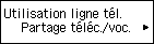 Écran Utilisation ligne tél. : Sélection de Partage télécopie/voc.