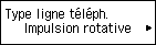 Écran Type ligne téléph. : Sélection de Impulsion rotative
