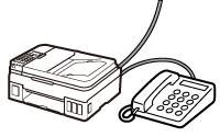 figure: Voice calls and faxes to the same phone line (TEL priority mode)