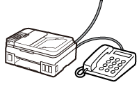 그림: 음성 호출과 팩스를 동일한 전화선에 연결(전화 우선 모드)
