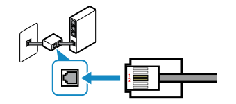 그림: 전화 코드와 전화선(분할기 + xDSL 모뎀) 사이 연결 확인