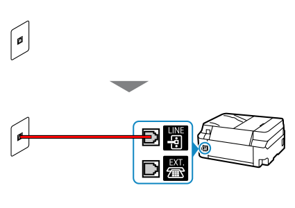 figure: Phone cord connection example (general phone line)