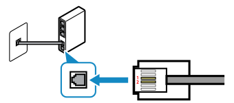 figure: Check the connection between the phone cord and the phone line (xDSL modem with built-in splitter)