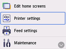 Settings screen: Select Printer settings