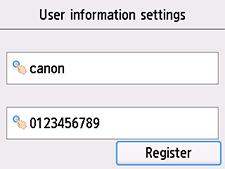 User information settings confirmation screen