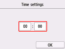 Time settings screen