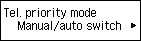 Skærmen Tlf.prioritetstilst.: Vælg Man/Auto-omskift.