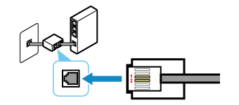 figur: Kontrollér tilslutningen mellem telefonledningen og telefonlinjen (splitter + xDSL-modem)